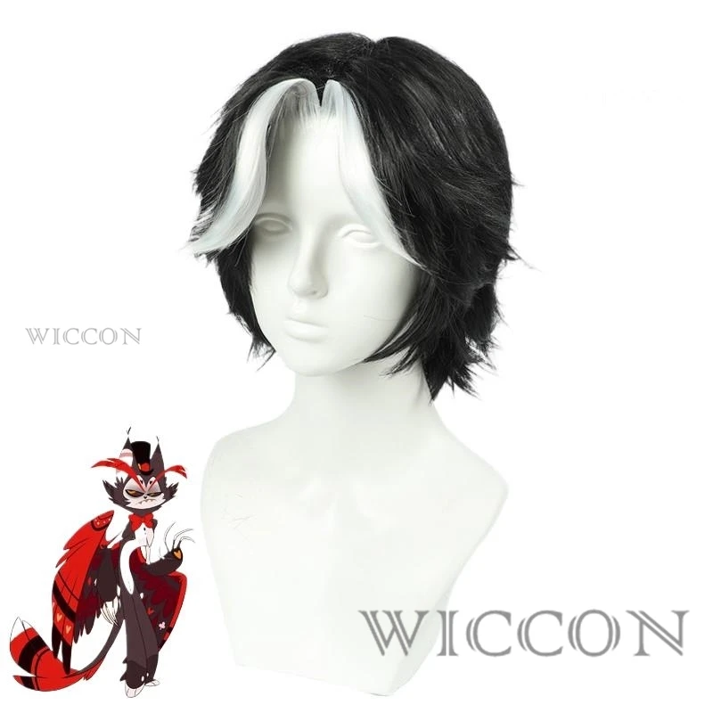 Husk Cosplay Wig Headwear Cosplay Hotel Husk Cosplay Headwear Accessories Male Black White Wig Role Modelings Halloween Party