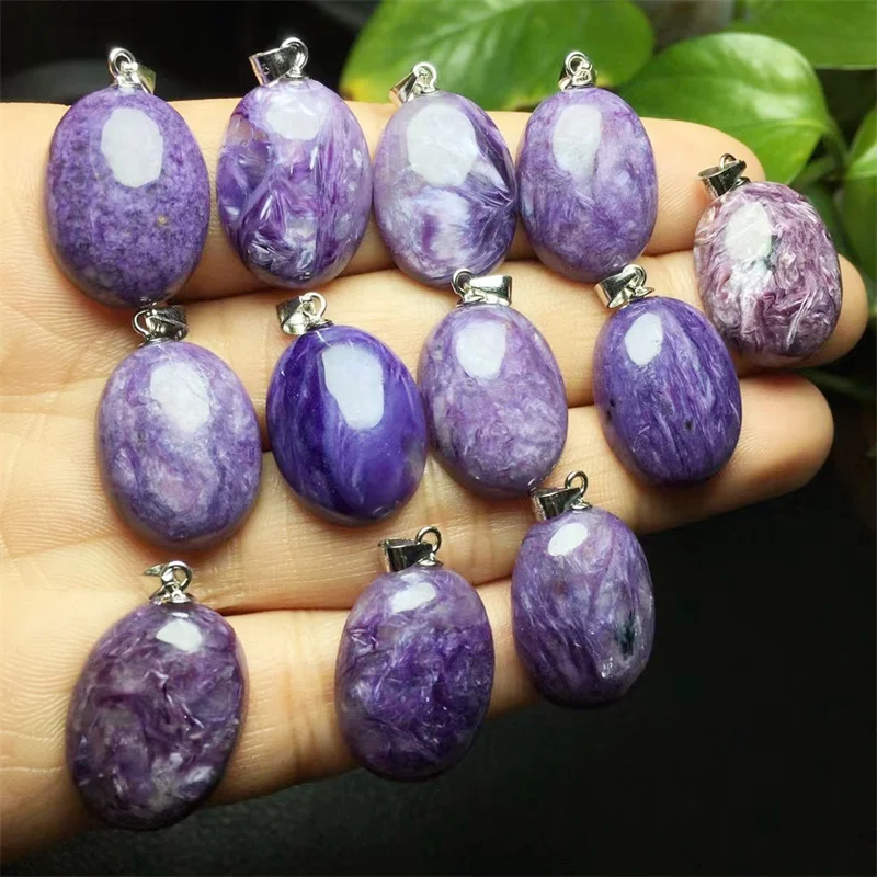 S925 Natural Charoite Pendant Crystals For Women Jewelry Healing Home Decoration Accessories 1pcs