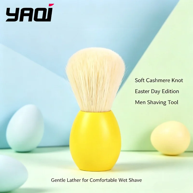 2026 YAQI 19MM Bunny Cashmere Knot Shave Brush in Yellow Version For Easter Day mens Shaving Tool