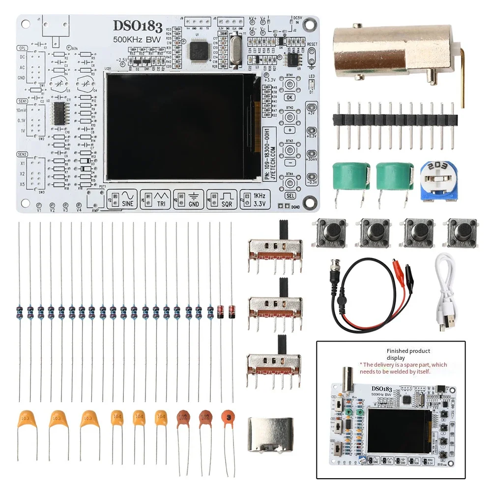 DSO183 Digital Oscilloscope DIY Kit 500kHz Bandwidth 5V DC Powered Signal Generator Training Board For Electronics Learning