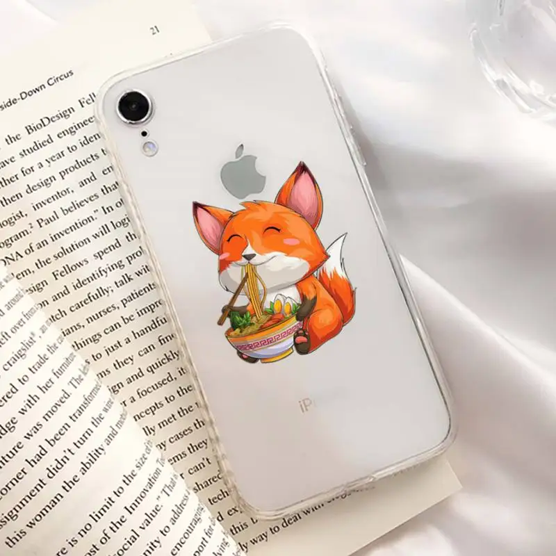 YNDFCNB Cartoon Fox Phone Case for iPhone 11 12 13 mini pro XS MAX 8 7 6 6S Plus X 5S SE 2020 XR clear case