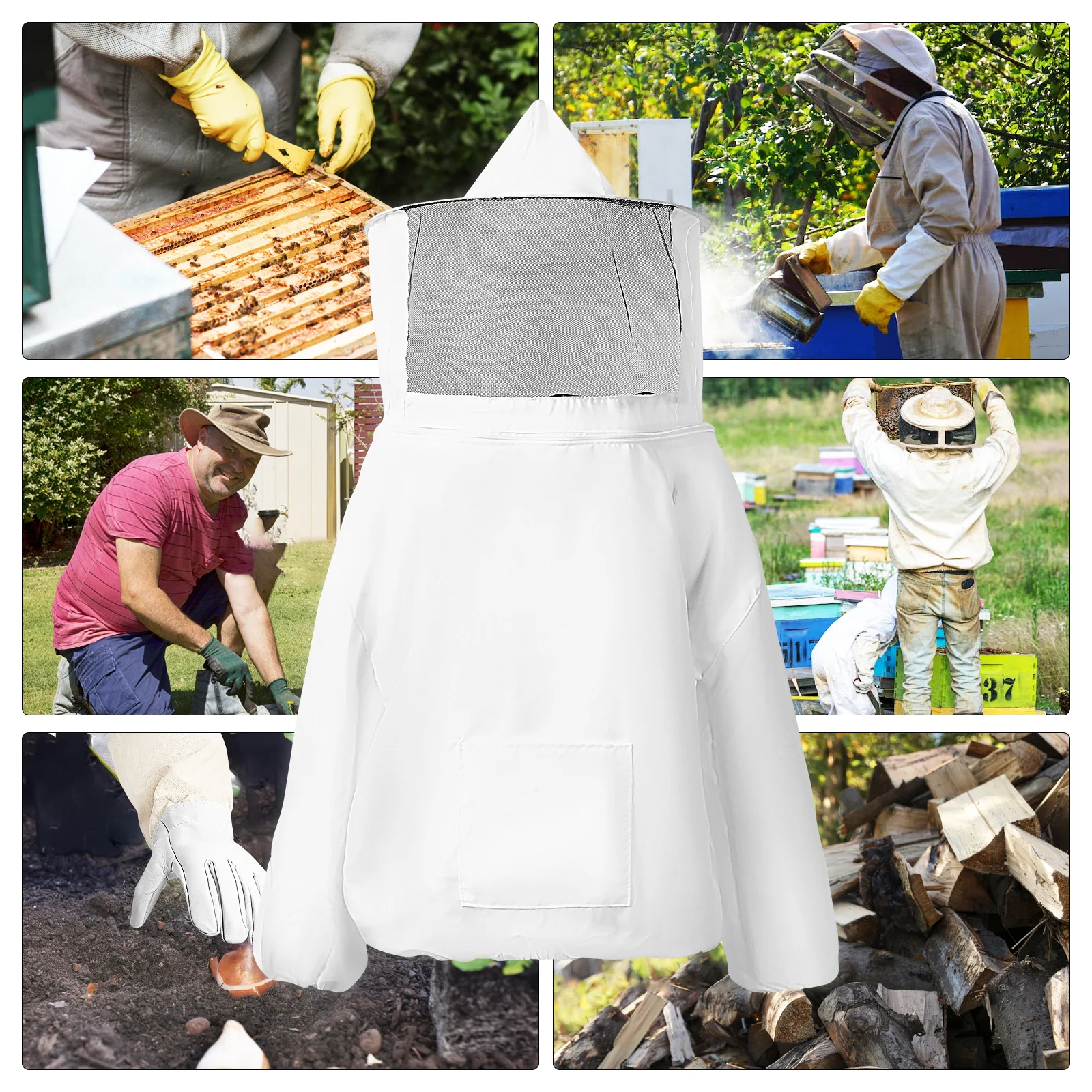 

Complete Beekeeping Suit With Veil Hood Jacket Gloves Thickened Wear-Resistant Universal Fit VentilatedBee