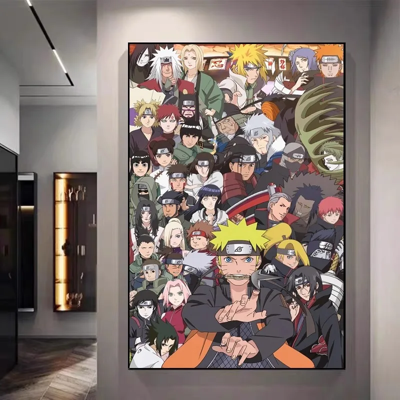 Pintura Decorativa de Anime para Quarto Japonês, Kakashi Uchiha e a Organização Akatsuki, Arte para Pendurar na Entrada