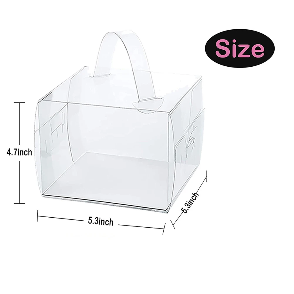 20Pcs 13X13X13cm Clear Cake Boxes with Handles & Cake Boards, forCakes, Desserts, and Cupcakes , Party Cake forWedding