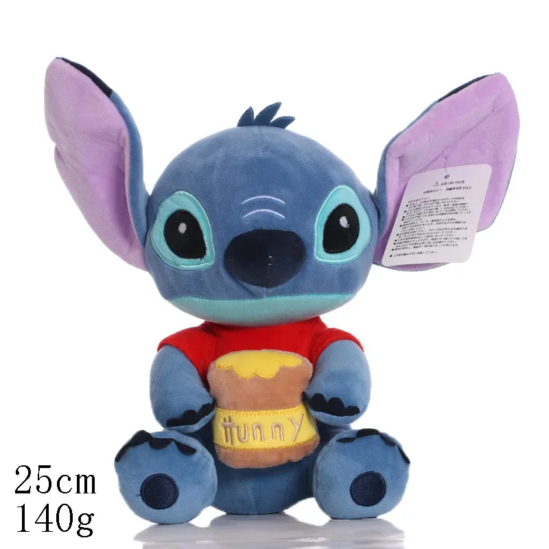 25CM Disney Cartoon niebieski różowy ścieg pluszowe lalki Anime zabawki Lilo i Stich Stich pluszowe zabawki prezenty świąteczne dla dzieci