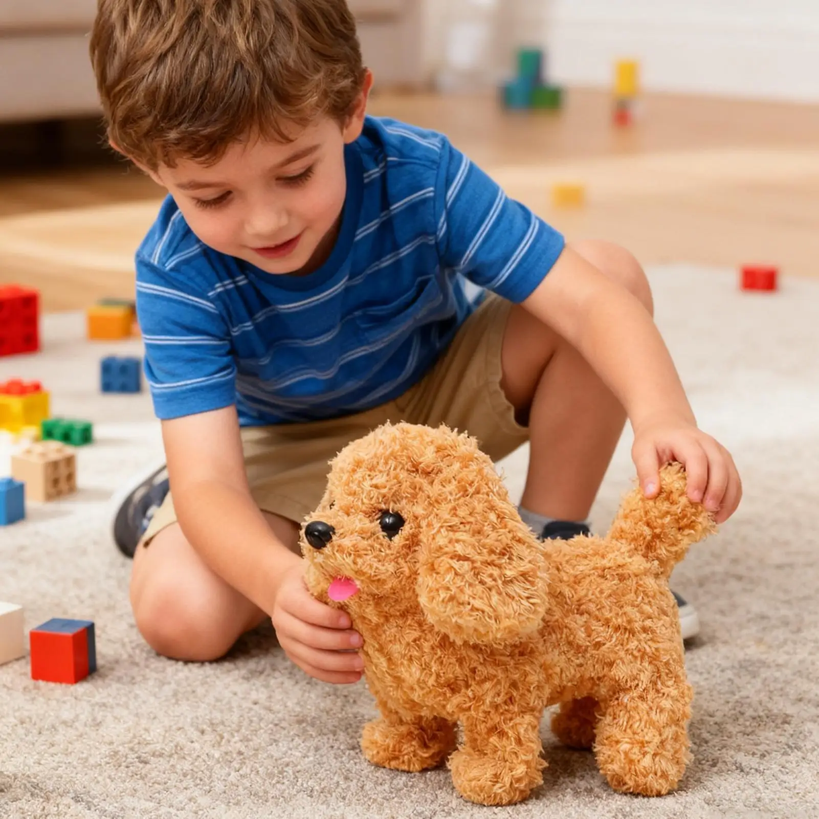 Realistischer Roboterhund, der Bellen und Schwanzwedelnd geht, elektronisches Hundespielzeug, Simulation, Plüsch-Welpenspielzeug für Jungen und Mädchen, Zuhause, Reisen