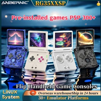 ANBERNIC 플립 핸드헬드 게임 콘솔, 3.5 인치 IPS 스크린, 와이파이 비디오 게임 콘솔, 리눅스 시스템, 256G PSP 300 + 게임 선물, RG35XXSP