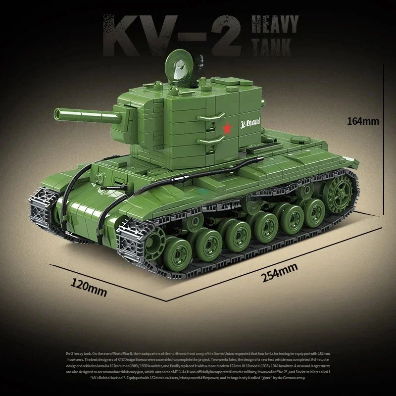 

2025 NEW Military World War II KV-2 Heavy Tank Building Block Toy Collection Model Children for Christmas and Birthday Gifts