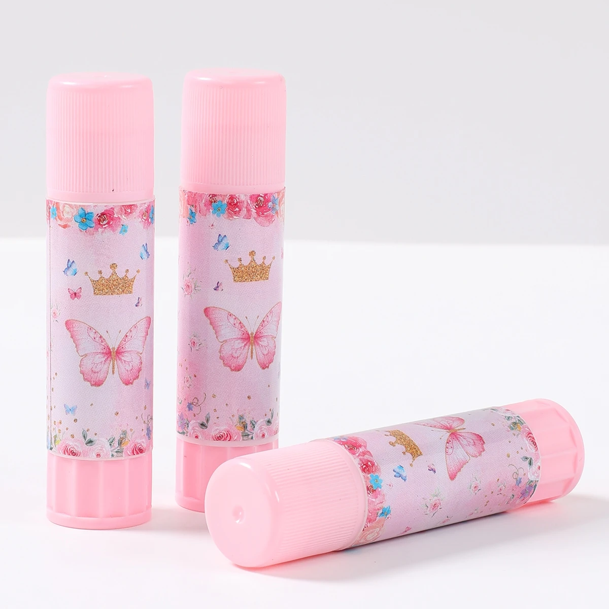 4/6pcs Cartoon Solid Glue Stick High Efficiency Adhesion Butterfly Sticker Student DIY Solid Glue High Viscosity Stationery Gift