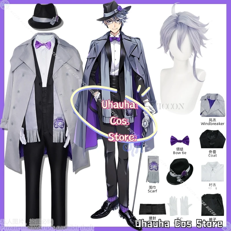 

{Uhauha Cos}Azul Ashengrotto Косплей Игра Octavinelle Аниме Костюм Британский Стиль Пальто Шарф Шляпа Элегантная Униформа Хэллоуин