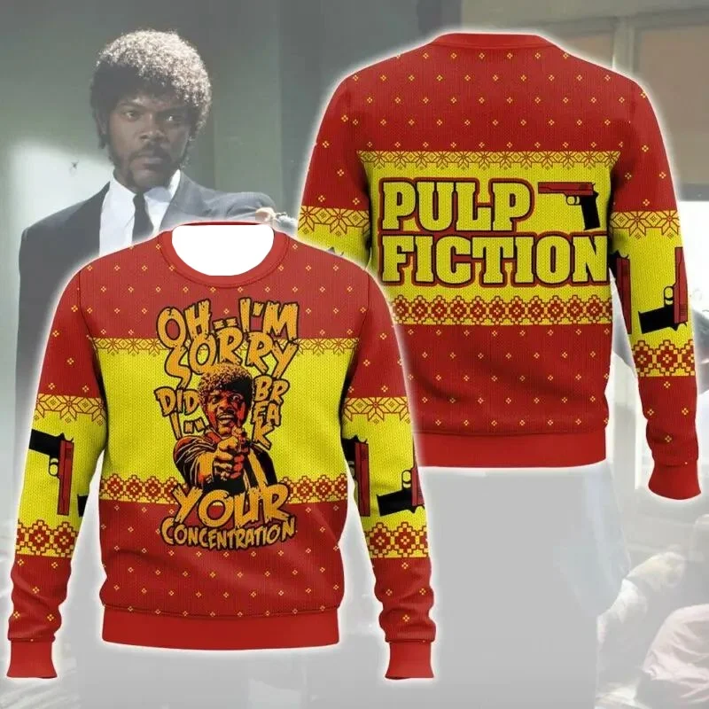 Merry Xmas Again Pulp Fiction Ugly Christmas Sweat Vintage Fiction Movie Sweater Mens Womens Holiday Party Jumper Xmas Gift 2026