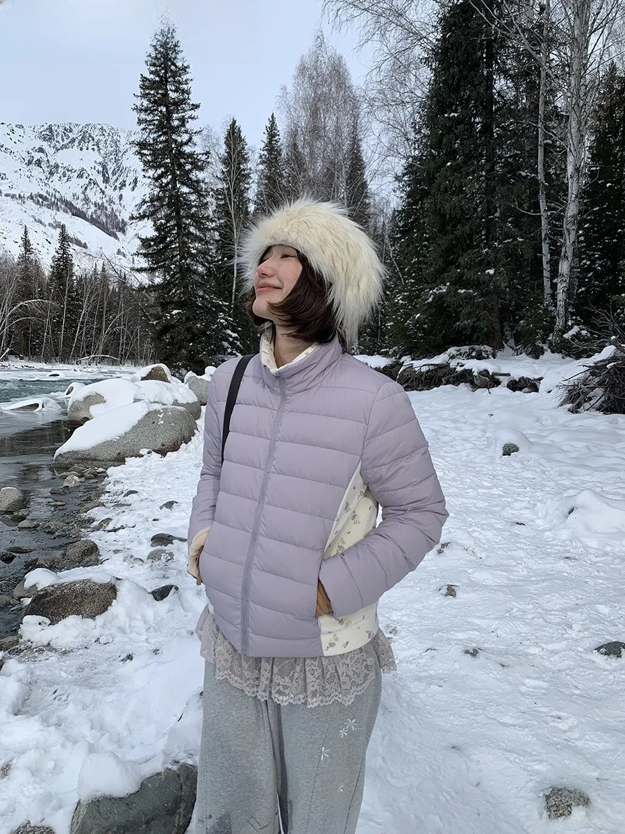 

NOTJUSTHIM SnowMelting 90 White Du down Floral Patchwork ort oulder Bunting Casual Sle Women's Puffer Jaet