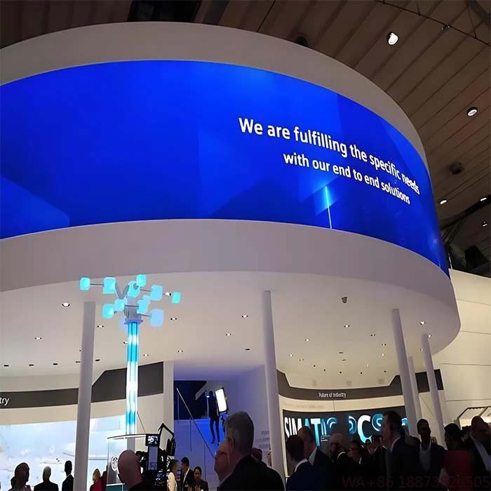 شاشة LED مخصصة مرنة P2 P2.5 P3 P4 وحدات أسطوانية جدار فيديو منحني طويل للغاية للمعارض #2