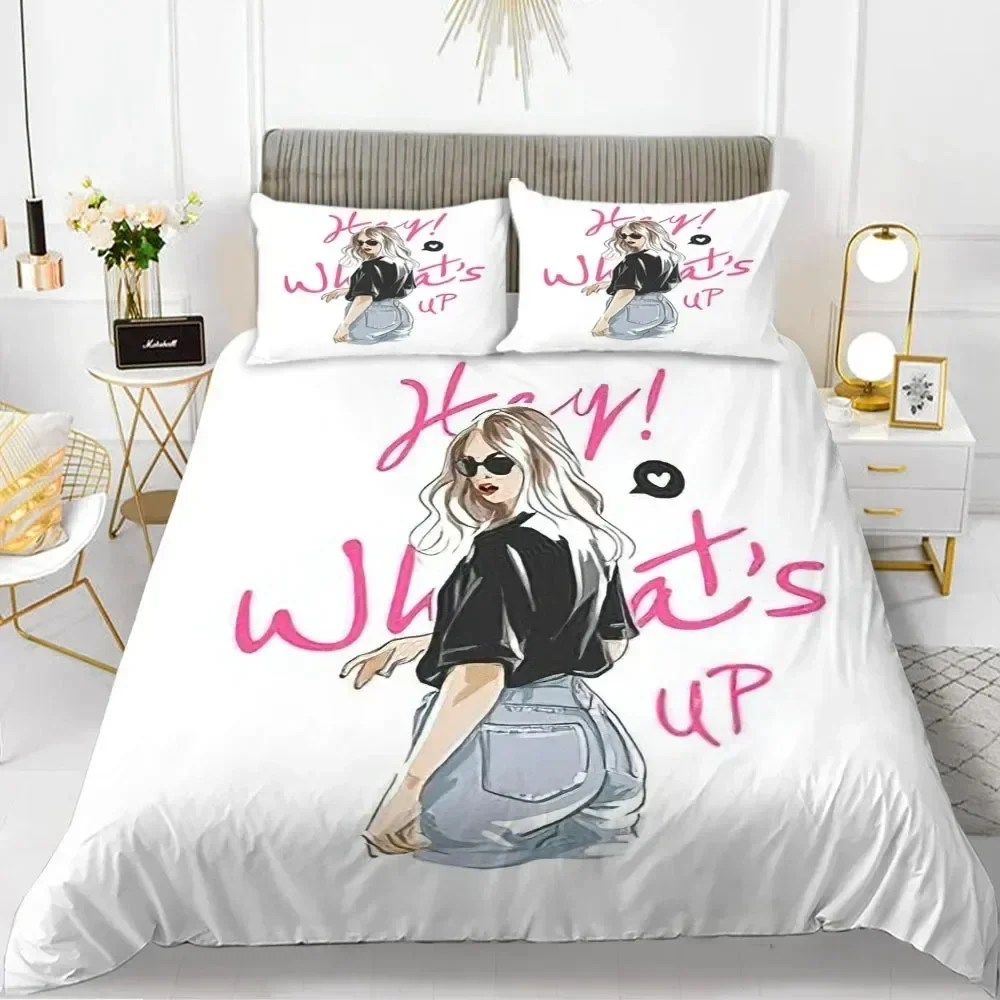 Fashion Girl King Queen Duvet Cover European and American Modern Trend Girly Bedding Set for Teens Polyester Quilt Cover