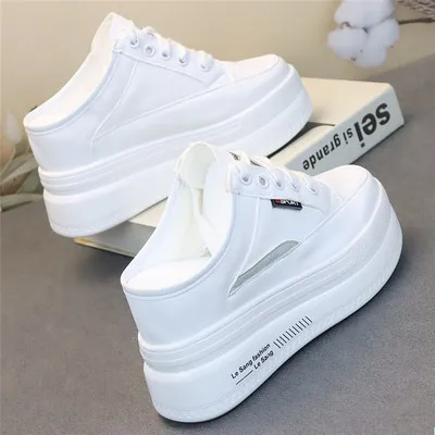 Mới Dành Cho Nữ Dép Lưới Thoáng Khí Cổ Con La Giày Giày Sneaker Nữ Thời Trang Phối Ren Giải Trí Nữ Vulcanize Trượt