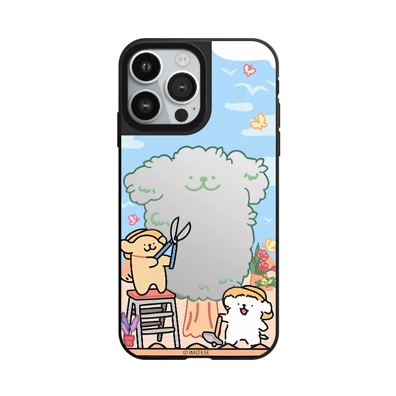 Cartoon Puppy Maltese Cute Mirror Phone Case With MagSafe For iPhone 16 15 14 13 12 Pro Max Plus Anti-drop Shockproof Back Cover