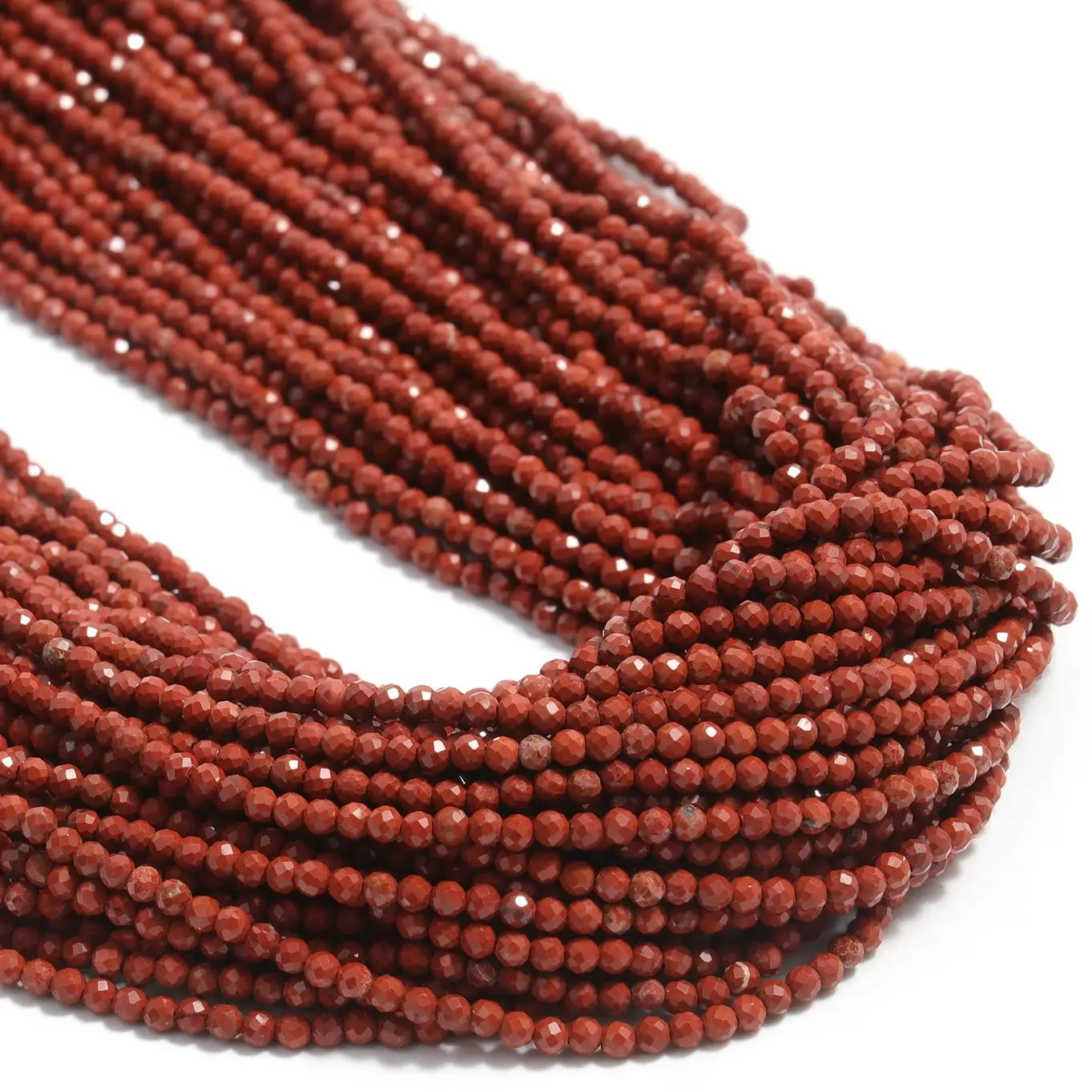 Wholesale 2 3 4mm Natural Red Jasper Bead Small Faceted Stone Beads Round Spacer Bead For DIY Bracelets Necklaces Jewelry Making