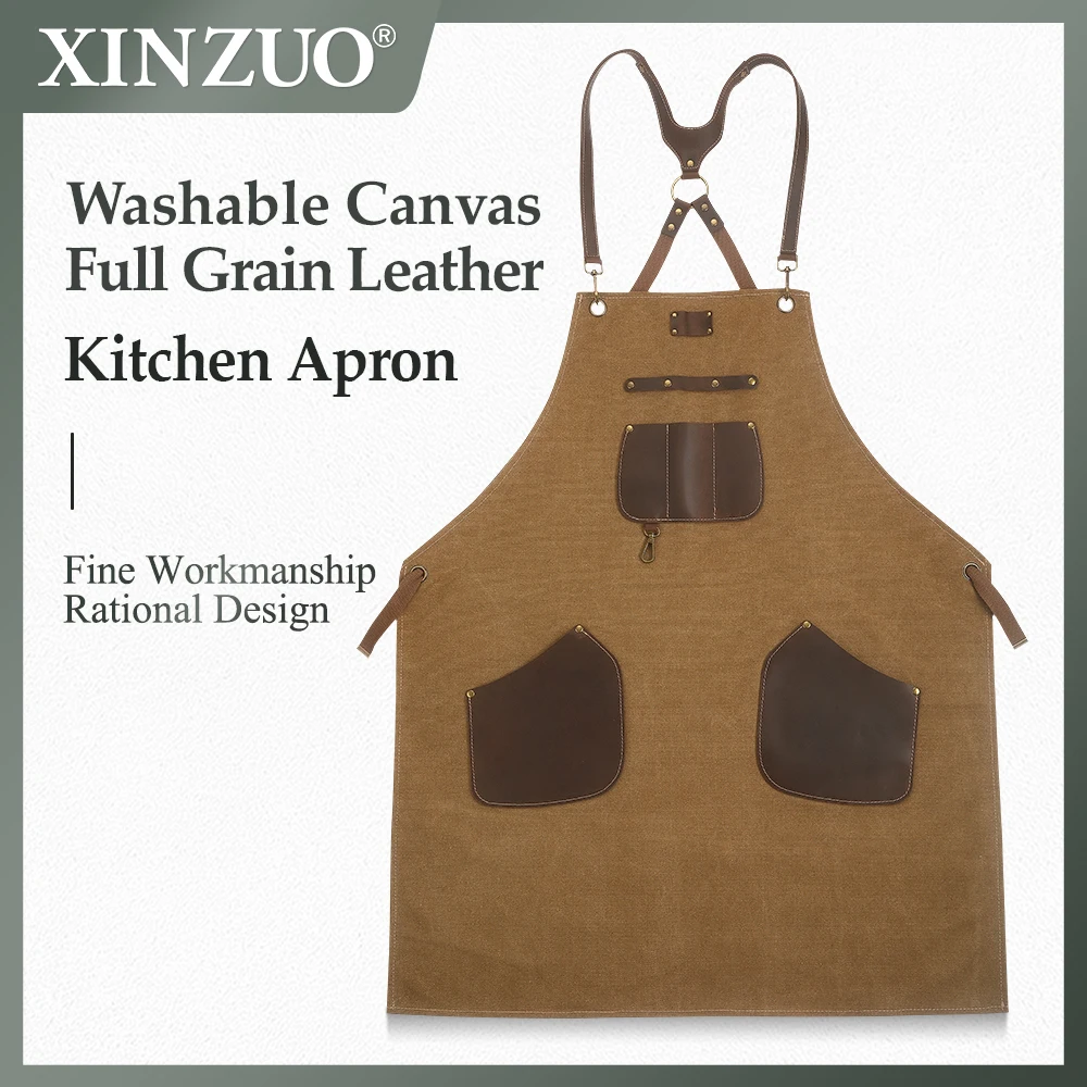 XINZUO Professional Chef Apron High Quality Canvas Beautiful And Practical Kitchen Apron