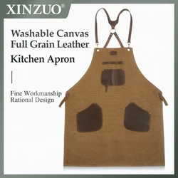 XINZUO Professional Chef Apron High Quality Canvas Beautiful And Practical Kitchen Apron