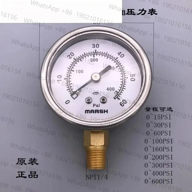 

Stainless steel pressure gauge 15 30PSI 100PSI 300 600 1000 3000 2.5 inches