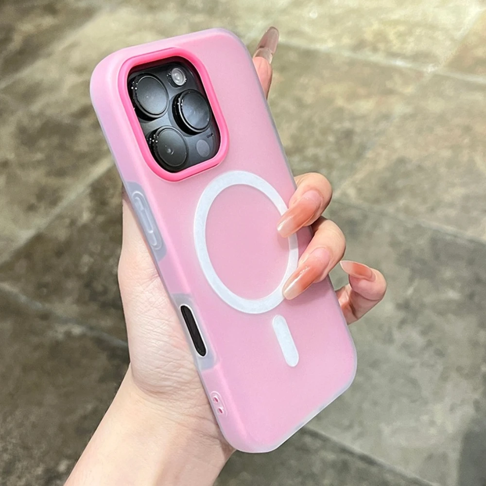 

Cute Matte Magnetic Case for iPhone 16 15 14 Plus 13 12 11 Pro Max Magsafe Luxury Candy Wireless Charge Soft Protector Cover