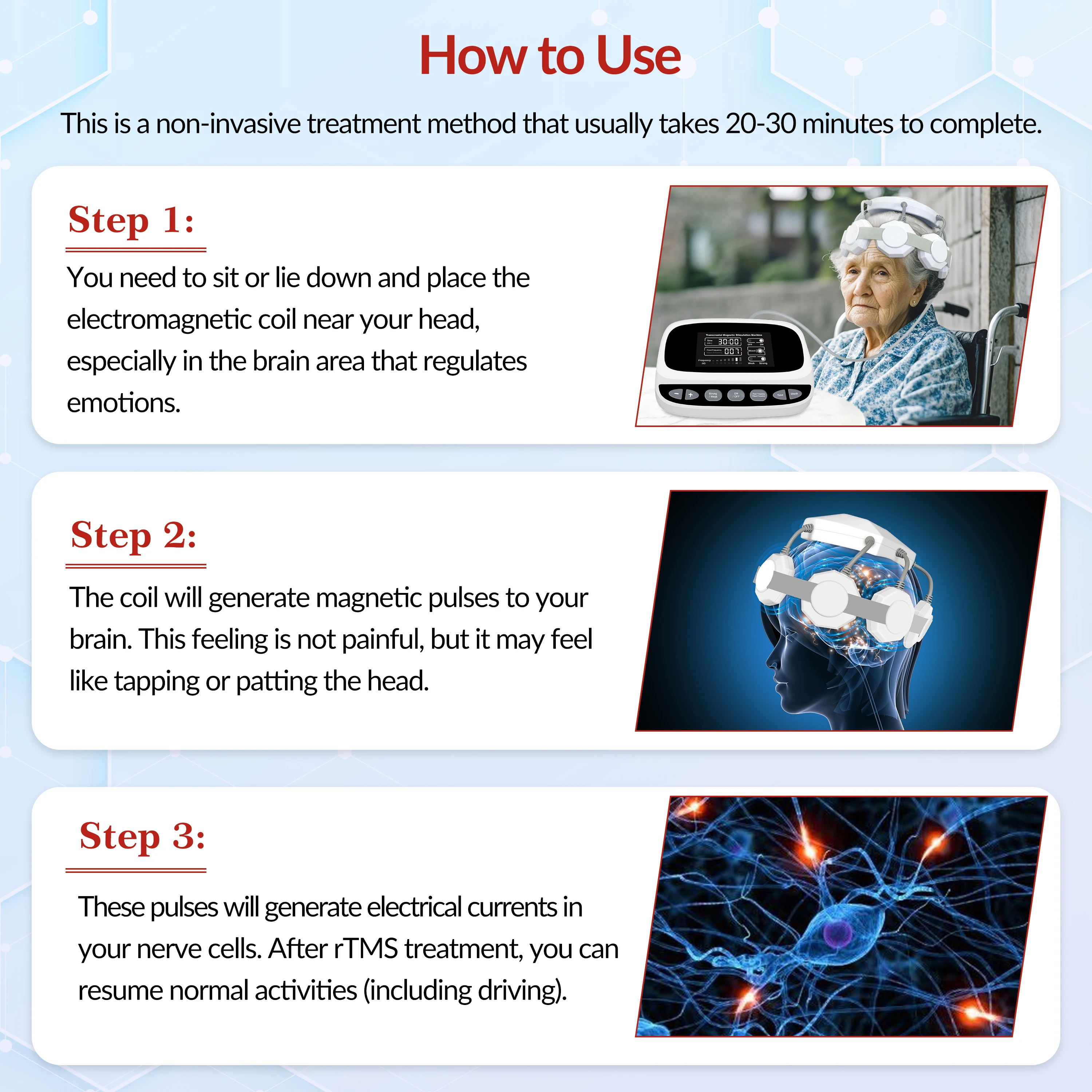 TMS Stimulate Nerve Cells Transcranial Magnetic Stimulator Machine Treatment Parkinson Insomnia Anxiety Depression Insomnia RTMS