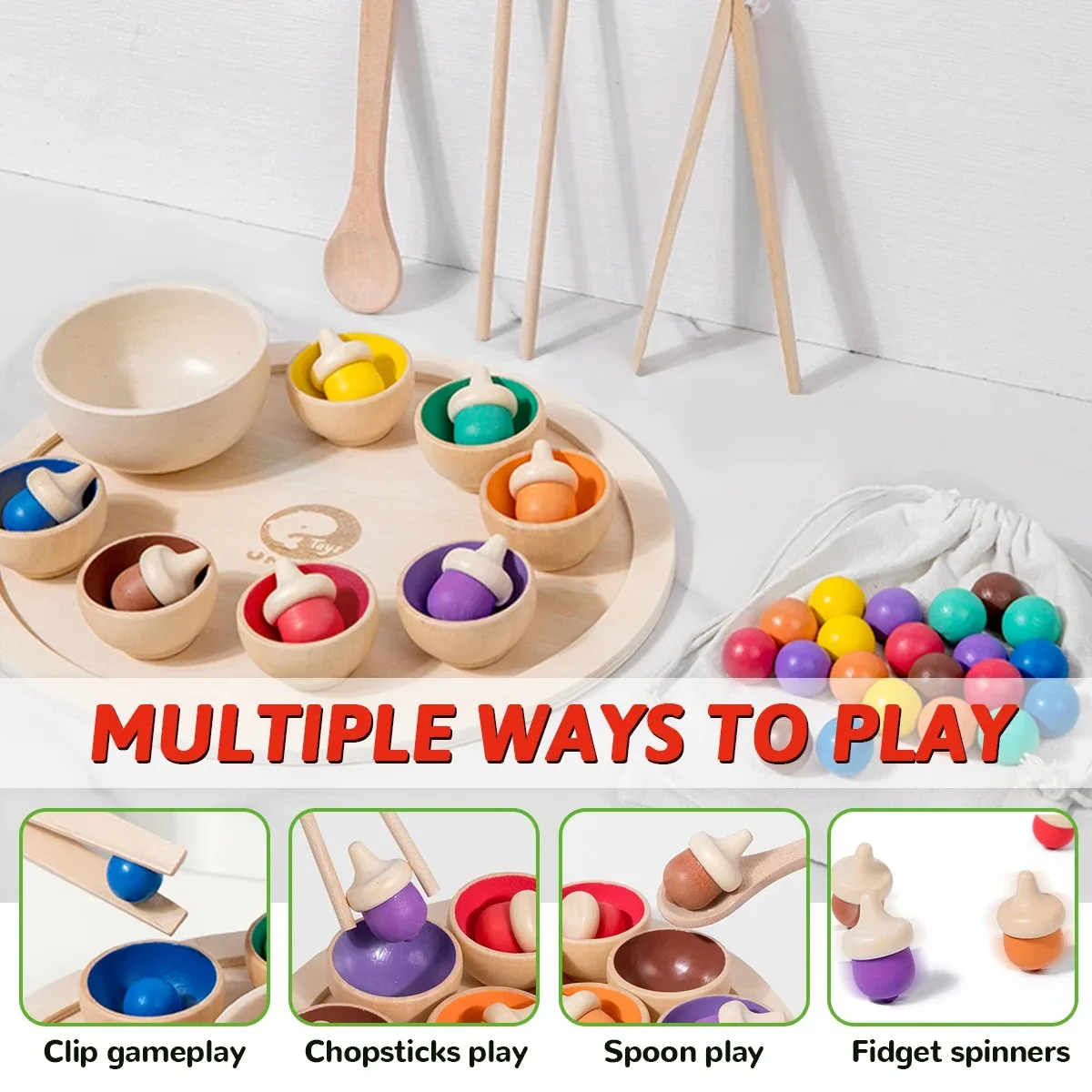 Baby Montessori drewniana zabawka tęczowa kula i kubki do sortowania kolorów gry dobre Motor wczesnej edukacji zabawki edukacyjne prezenty dla dzieci