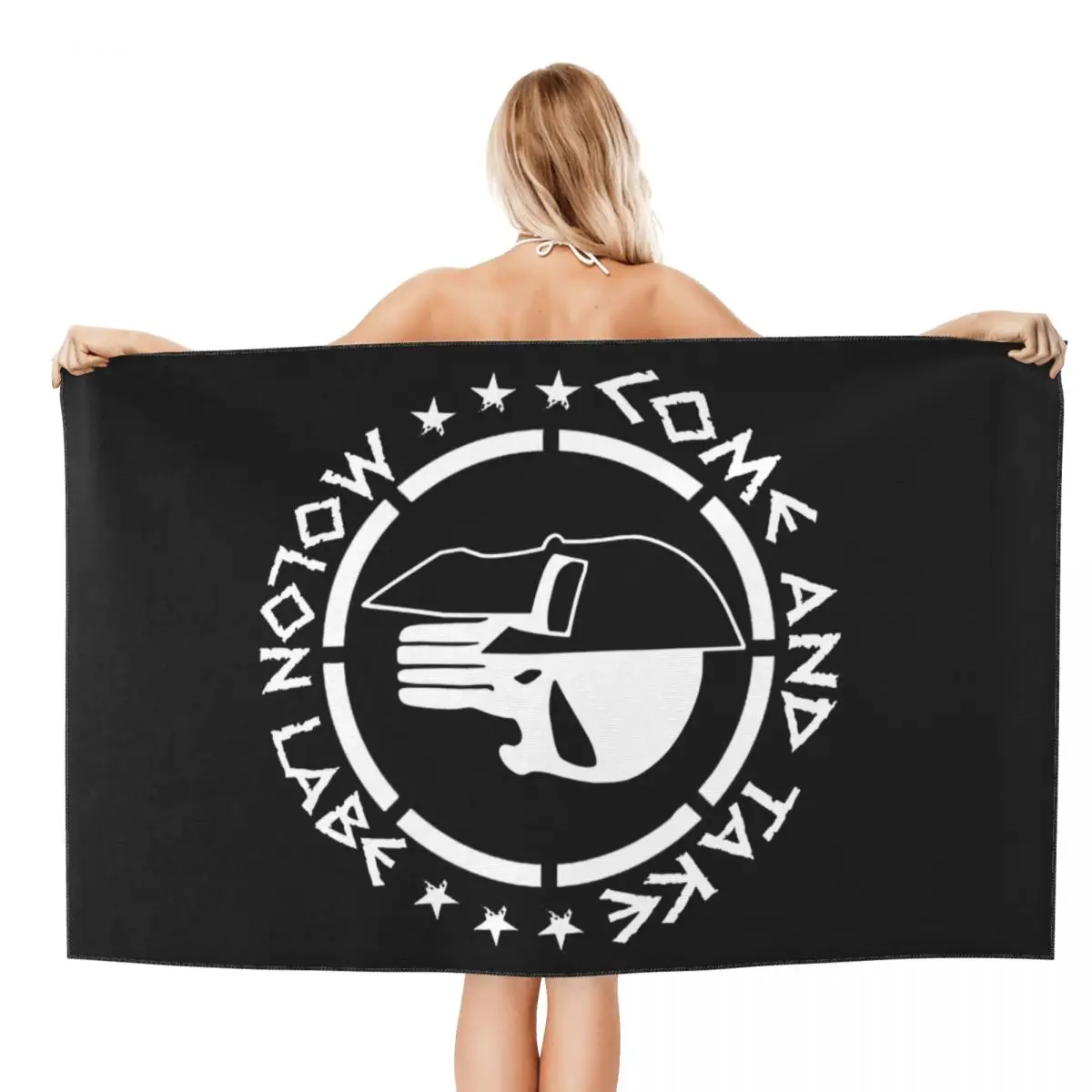 Custom Sparta Molon Labe Spartan Skull Soft Linen Microfiber Beach Bath Towel Quick Dry Bathroom Yoga Towels