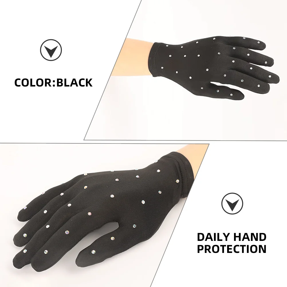 Gants de ixde Patinage pour Fille, Décoratifs, Perceuse à Chaud, Spectacles sur Scène, Portant des Figurines Noires, Enfant Croate