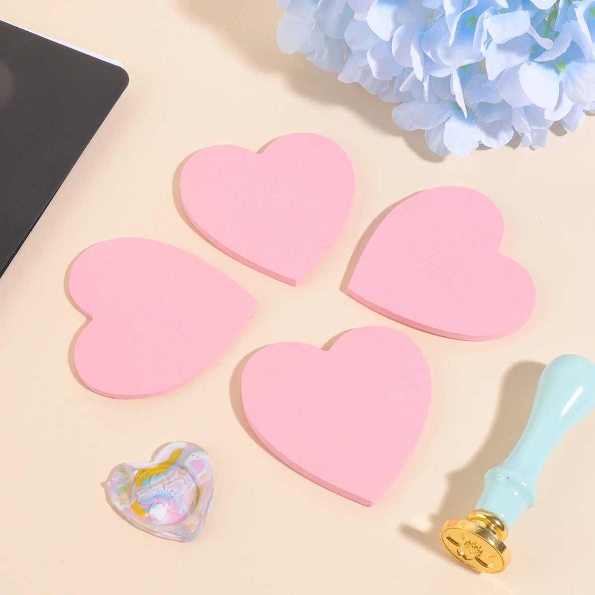 

4PC Pink Heart Shaped Sticky Notes,Self Adhesive Memo Pads,Office Planner,Students School Supplies,Note Taking & Bookmark Tabs