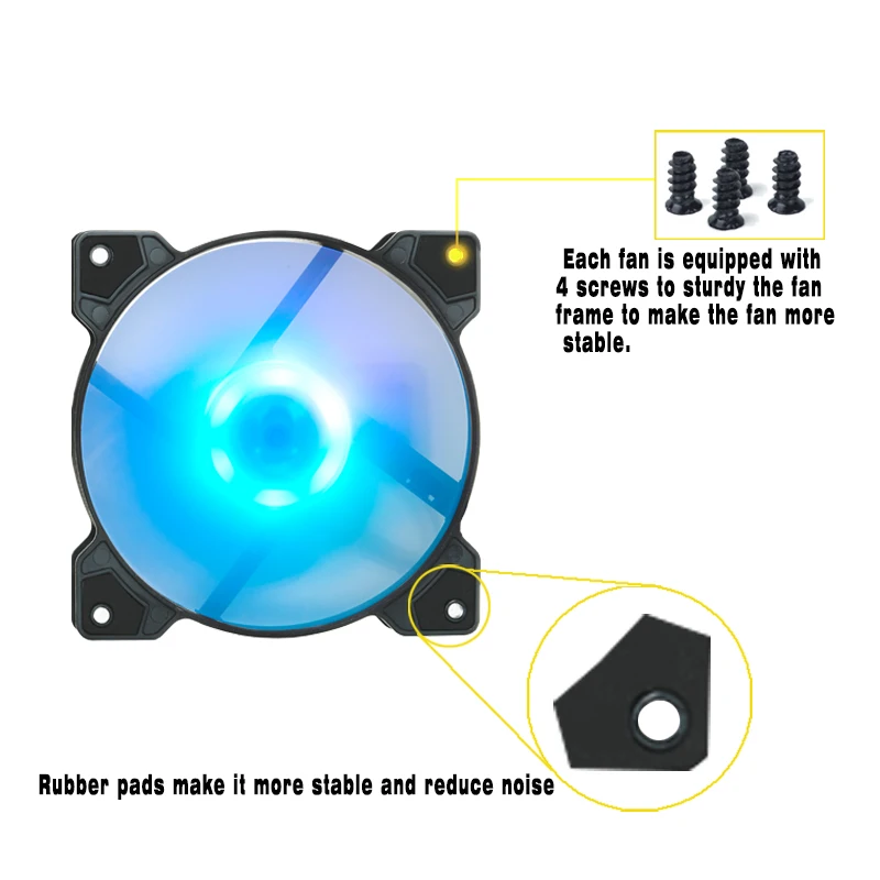 IWONGOU PC Quạt RGB Adjustble Với Bộ Điều Khiển AURA Đồng Bộ ARGB Tản Nhiệt 12V Mát 120Mm Máy Tính LED Ốp Lưng Ventilatore