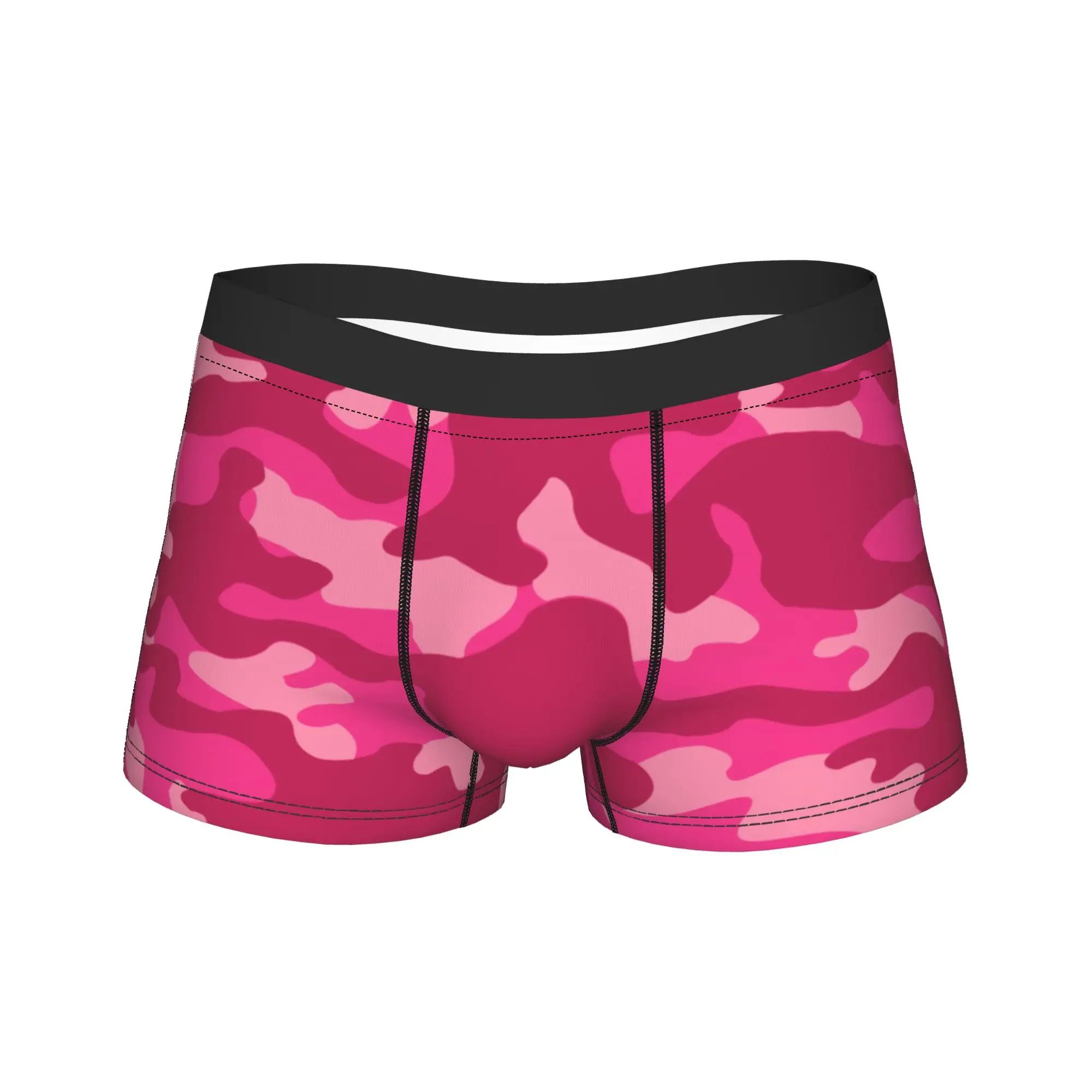 

Мужские розовые трусы-боксеры с камуфляжным принтом, модные дышащие трусы-шорты больших размеров