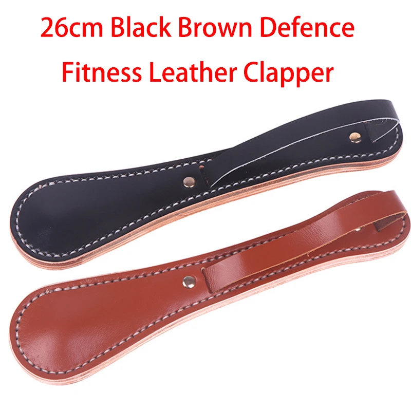 

26cm Black Brown Defence Fitness Leather Clapper Exercise Camping Fitness Built-in Lead Block Head Cowhide Hand Sewn