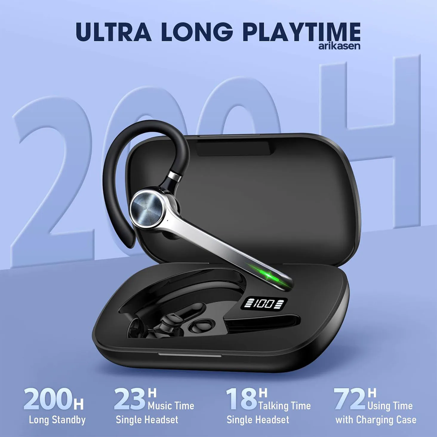 Wireless Headset Single-Ear Bluetooth Headset with Noise-Canceling Mic and USB Dongle Wireless Bluetooth Earpiece for Computer view 6
