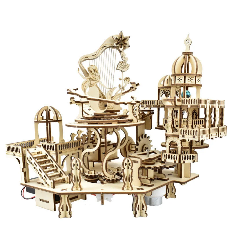 

Детская 3D-головоломка, деревянная игрушка «сделай сам», умный остров, потерянный город, музыкальная шкатулка ручной работы, трансграничная Muqu для фанатов моделей головоломок