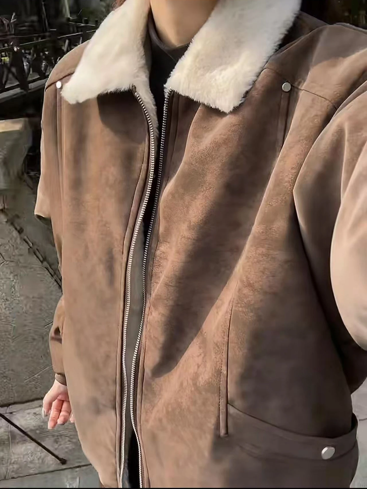 

Мужская зимняя теплая куртка Cleanfit из хлопка с подкладкой из овечьего флиса и искусственной кожи, утолщенная, с длинными рукавами, удлиненная, повседневная