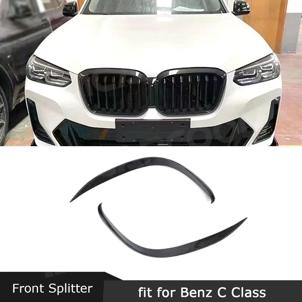 

Carbon Fiber Car Front Fog Lamp Strip Trim Cover Sticker For Benz C Class W205 C205 Sport 2019-2022 Air Grille Slats Trim ABS