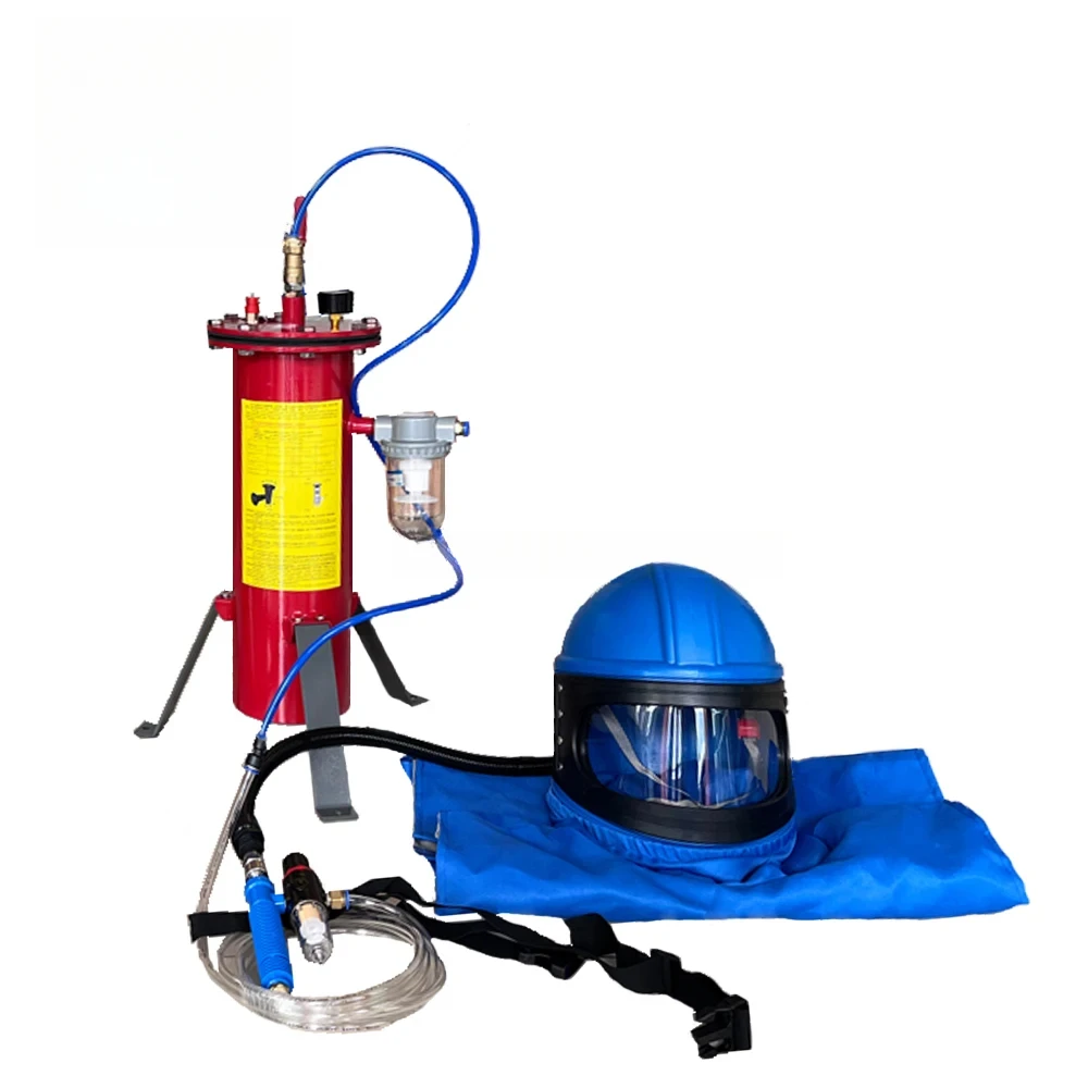 Sandstrahl-Umhanghelm mit Atemwegskontrolle und Filtersystem