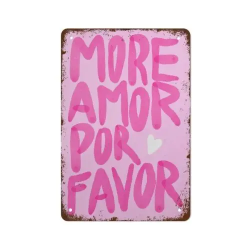 Pink Maximalist Poster More Amor Por Favor Wall Art Modern Eclectic Pink 8x12