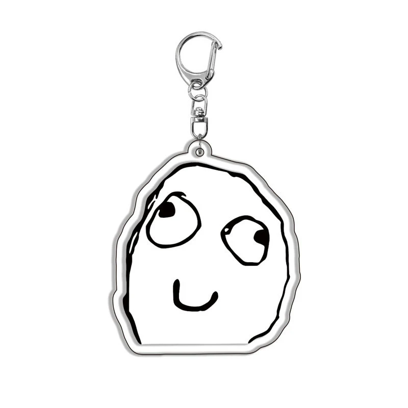 2Pcs Funny Troll Face Keychain Acrylic Comic Pendant Key Chain Car Key Ring Creative Backpack Decoration Accessories Fans Gifts