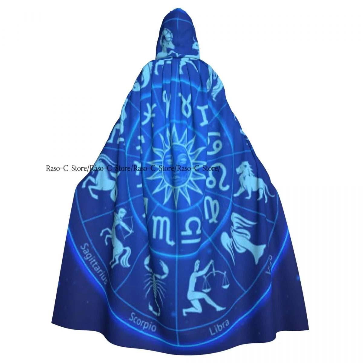 Unisex Witch Party Reversible Hooded Adult Vampires Cape Cloak Astrology Zodiac Signs Illustrations