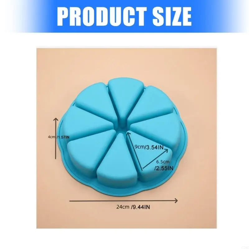 Nonstick Heat Resistant Silicone Triangle Cake Pan Multipurpose Easy Cleaning Baking Mould with 8 Triangles C7AC