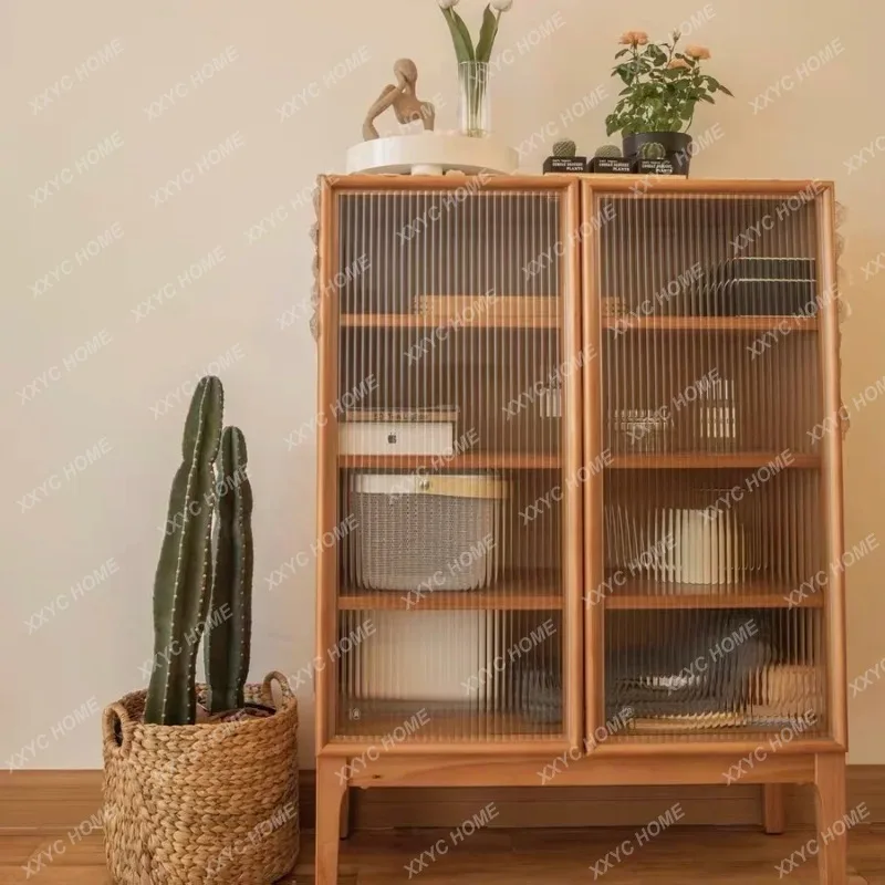 

Q olid Wood Cherrywood ideboard Cabinet tyle Display Cabinet Glass Tea Cabinet Modern Locker