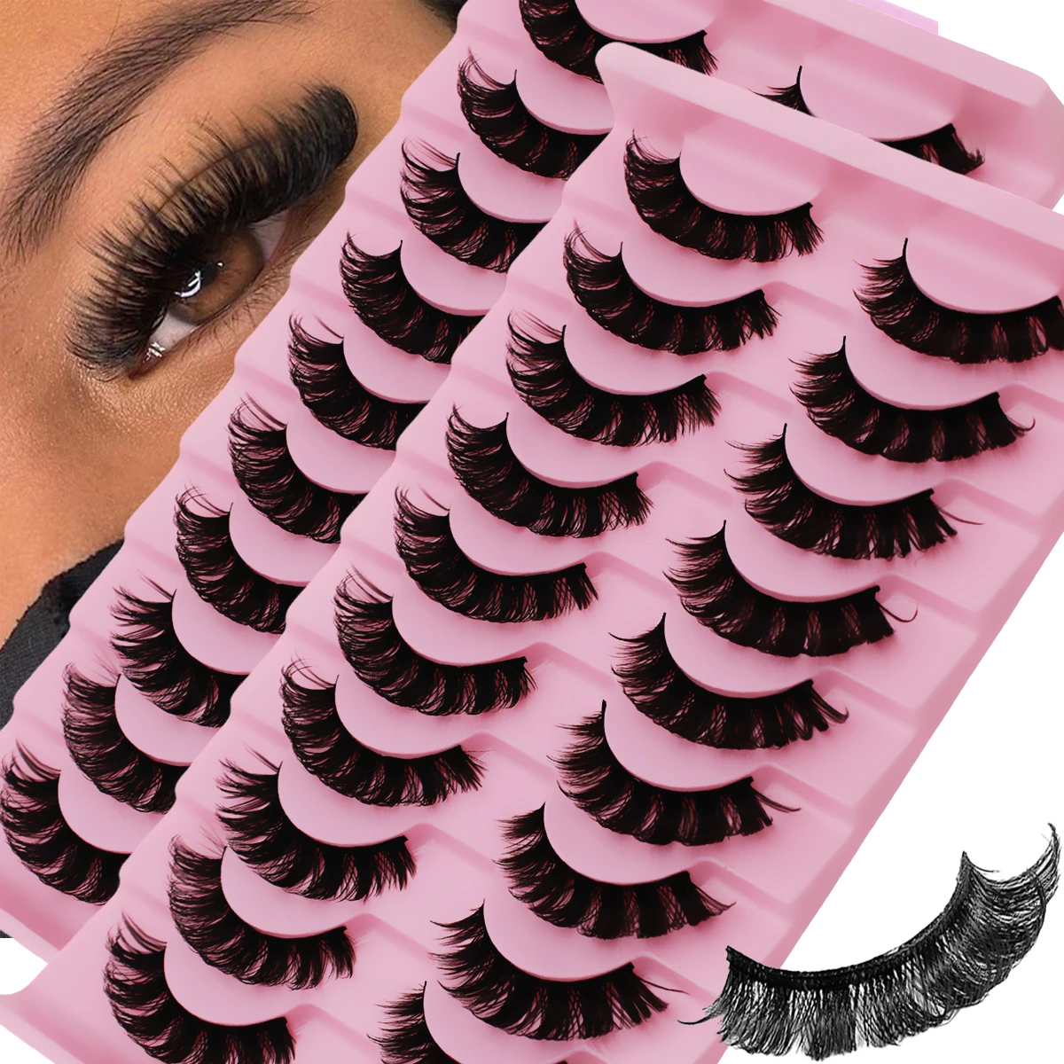 20 Paare/2 Pack DD Curl Russische Streifen Wimpern Flauschige Volumen Falsche Wimpern DD Curl Dramatische Messy Faux Nerz Make-Up gefälschte Wimpern