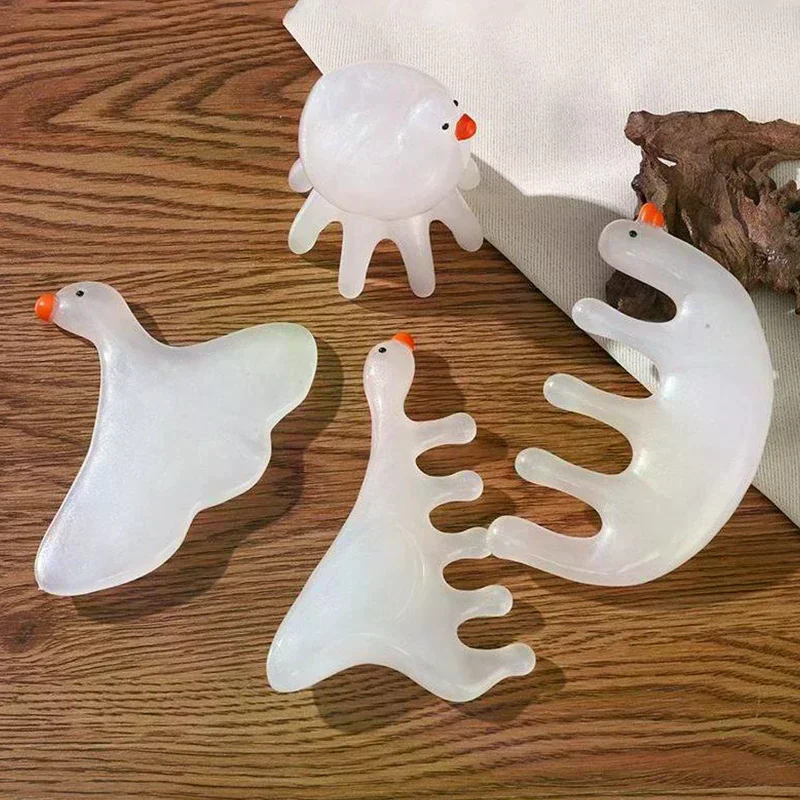 

Goose Shape Body Meridian Massage Comb Resin Five Wide Tooth Comb Acupuncture Help Blood Circulation Anti-static Smooth Hair