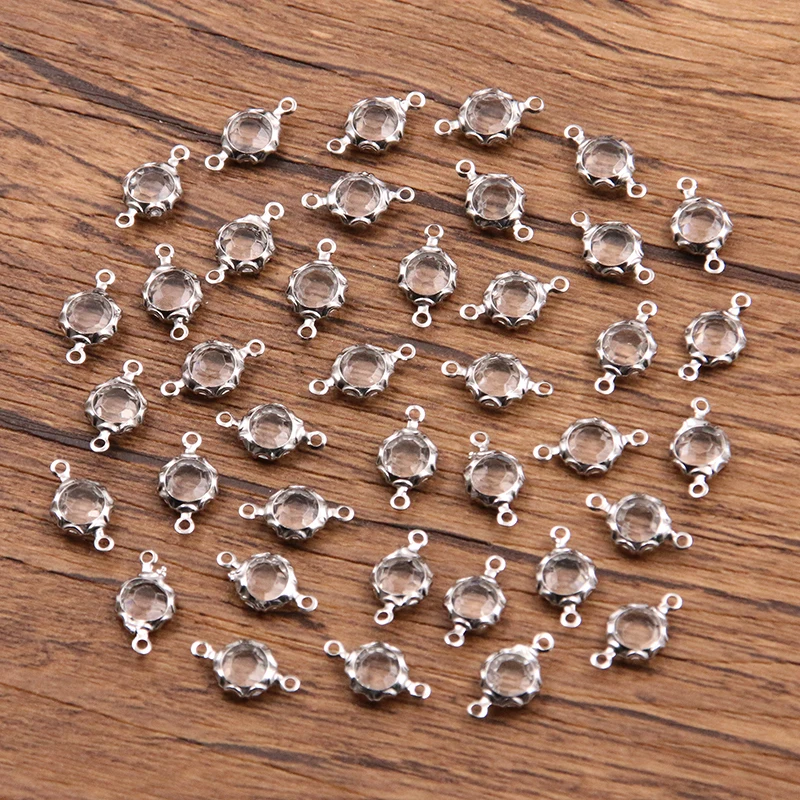 10Pcs 7X12mm 8 Color Stainless Steel Round Flower Charms Connector DIY Bracelet Necklace For Jewelry Making Accessories