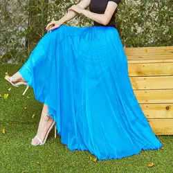 40 Colors Women's Spring and Summer Big Swing Gauze Skirt  New Solid Long Skirt A-line Dance Skirt