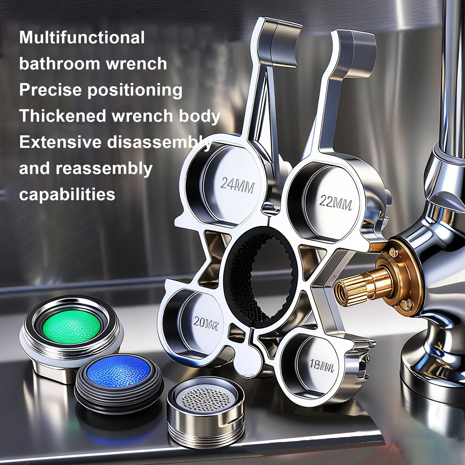 เครื่องมือถอดหัวก๊อกน้ำ 12 in 1 อเนกประสงค์ สำหรับห้องครัวและห้องน้ำ ใช้ได้กับก๊อกน้ำทุกขนาด สำหรับรุ่น TT TJ JR STD TF M16 M18