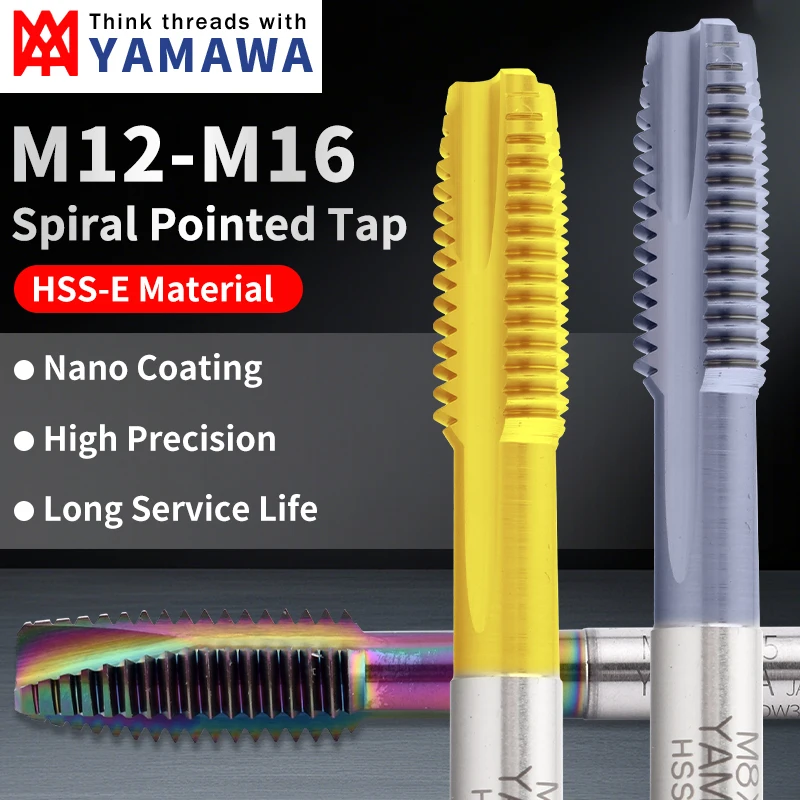 

EIMOGE TAP 1 шт. Оригинальный японский метчик YAMAWA HSS-E TC50/TIN/TICN с спиральной заточкой M12-M16 для машинной нарезки резьбы