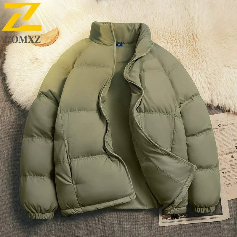 

COMXZ Men Parker Coat Trendy Brand Ski Street Warm Windproof Casual Travel Cotton Padded Jacket Windproof Snow Puffer Jackets